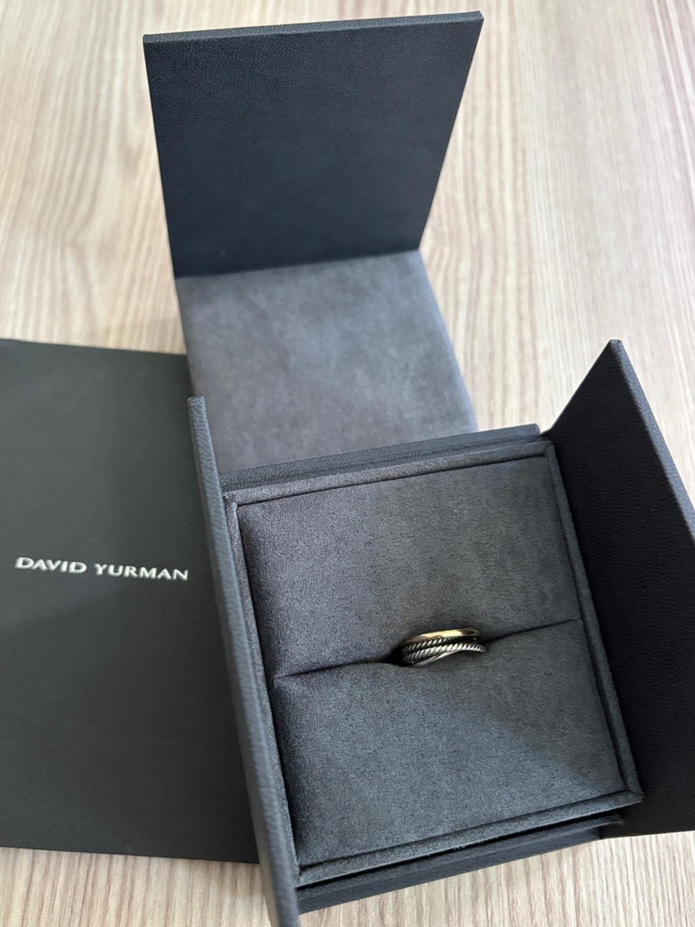 David Yurman Crossover Band Ring Sterling Silver with 18K Yellow Gold size 6